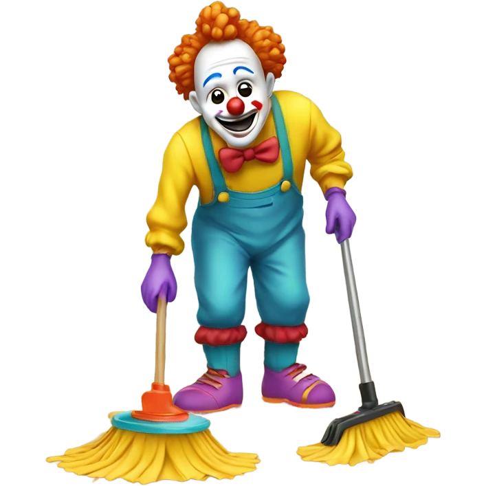 Clown mopping a floor  emoji