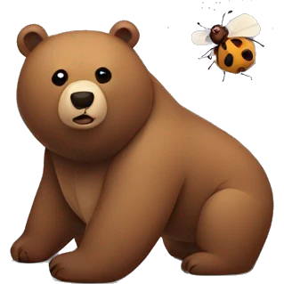 Big bear and tiny cute bug in love emoji