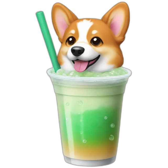 Corgi drink bubble tea emoji