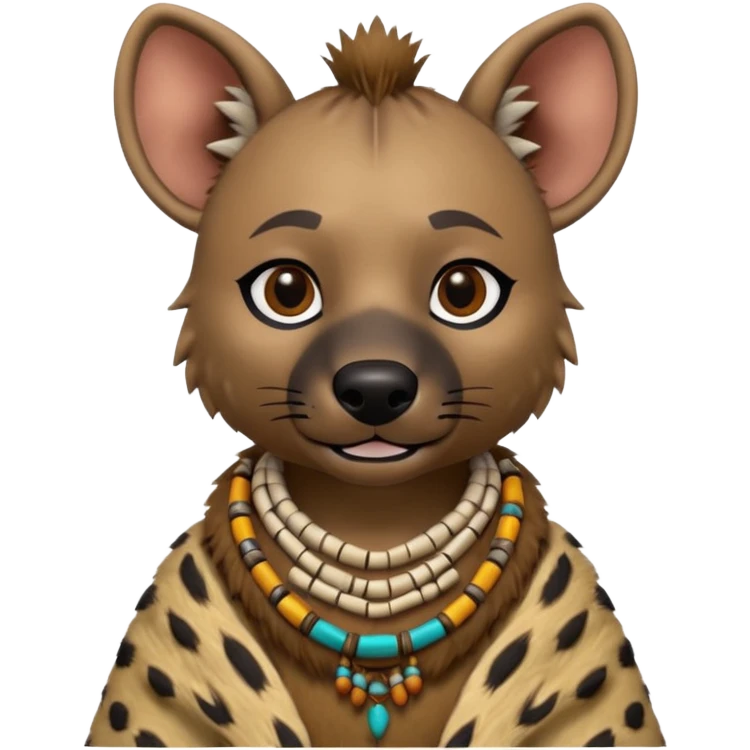 a-3d-cartoon-african-hyena-from-the-1800s-wearing-traditional-african-tribal-clothing,-calm-expression,-natural-background,-memoji-style-realism. emoji