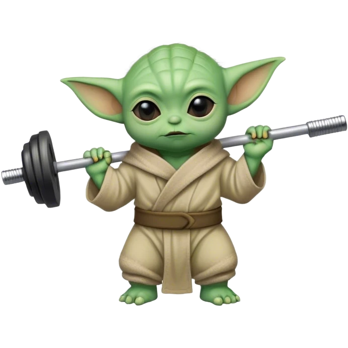 Baby yoda holding a barbell emoji
