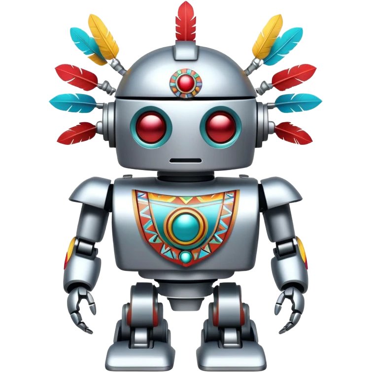Full Robot wearing native American regalia emoji