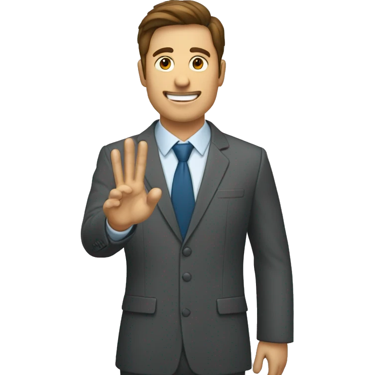 GERENTE ALEGRE SALUDANDO CON UNA MANO emoji