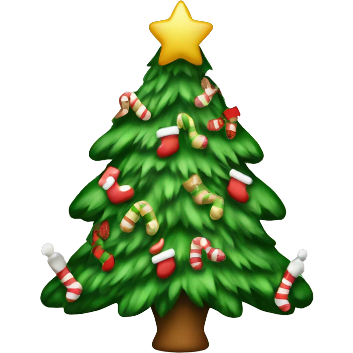 Christmas tree with stockings on it emoji