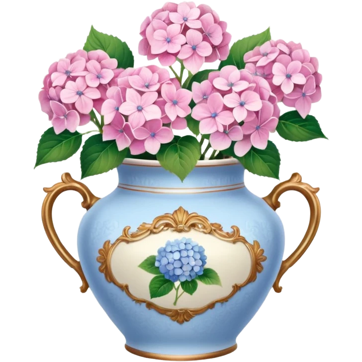 Pink Pastel Aesthetic Hydrangeas In A Vintage Vase emoji