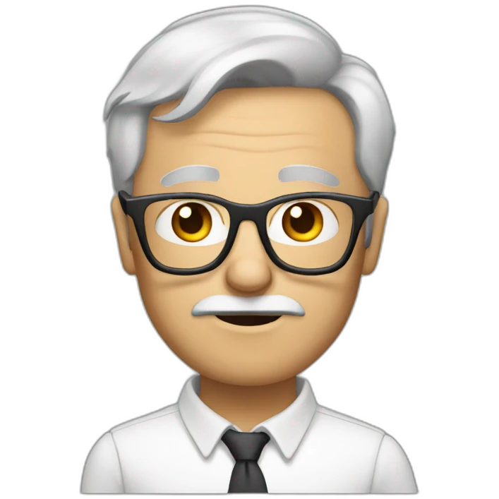 Older white with brown hair wearing glasses and thinking emoji