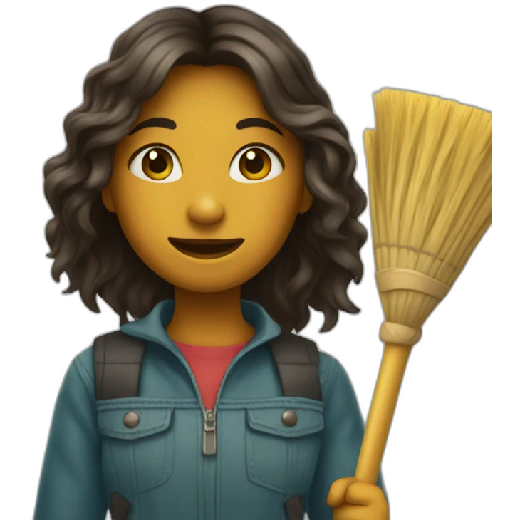girl with broom emoji
