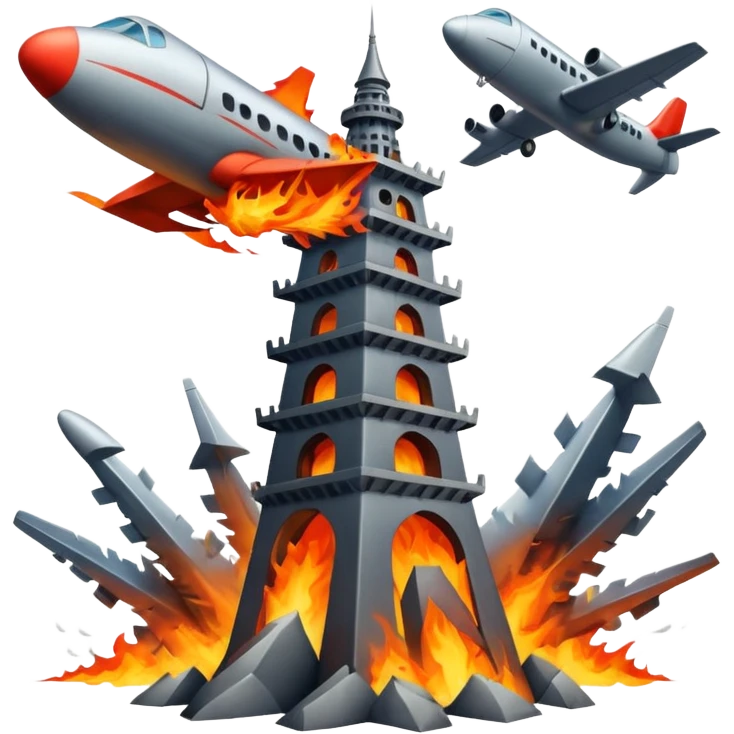 Plane hitting a tower emoji