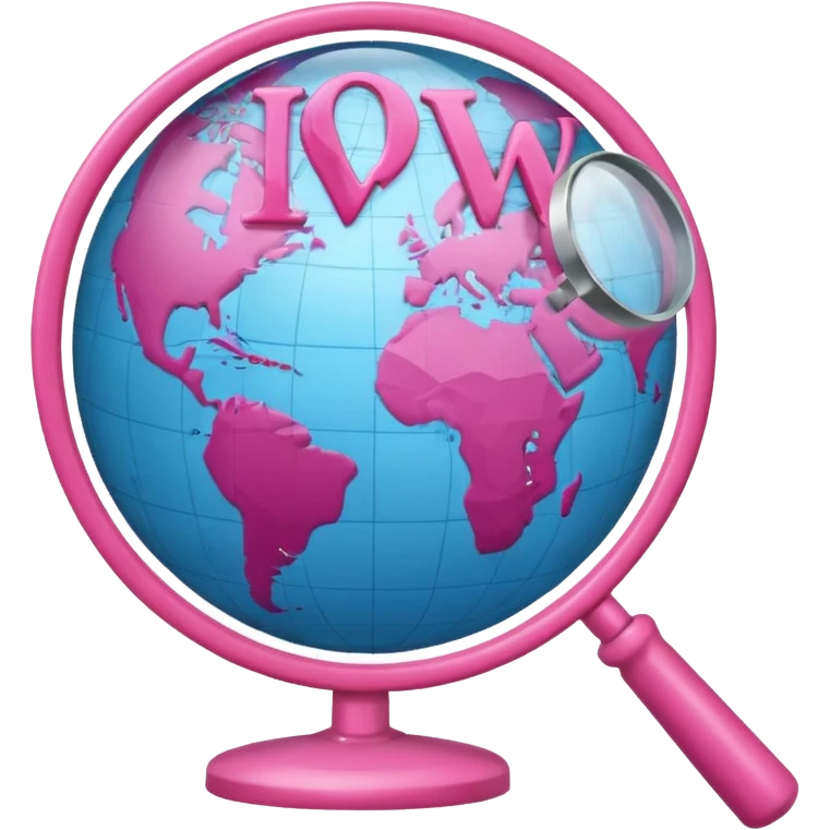 mix light pink dark pink and white girly globe with WWW in big letters under it and a small magnifying glass
It looks like an internet bar icon. emoji