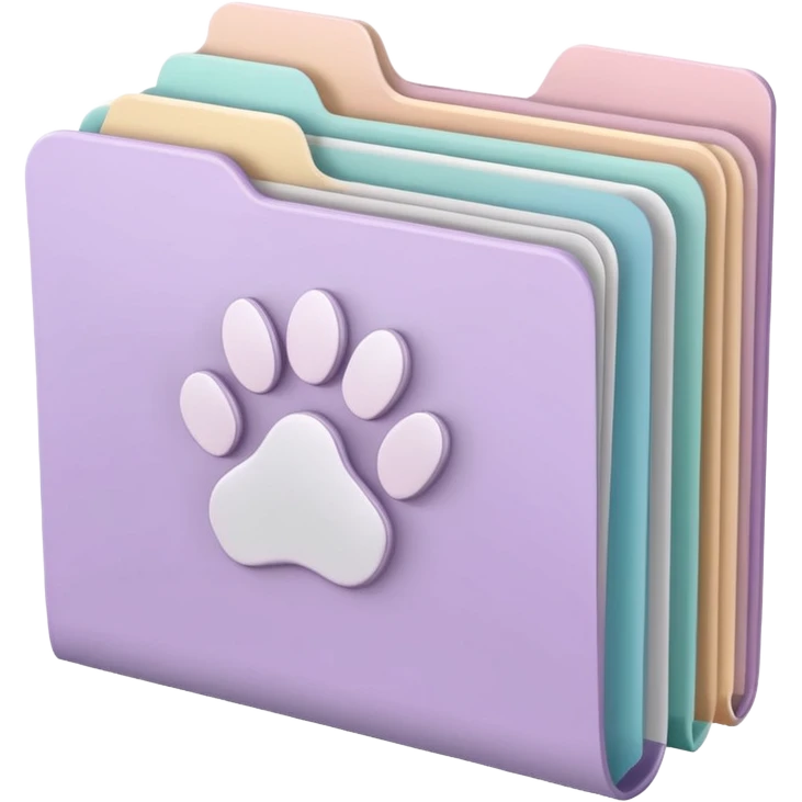 a pastel folder of documents with a pawprint on it emoji