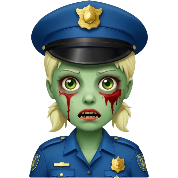 green zombie female police emoji