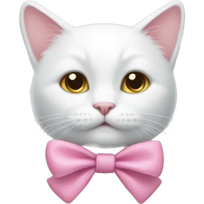 A white cat with a pink bow  emoji