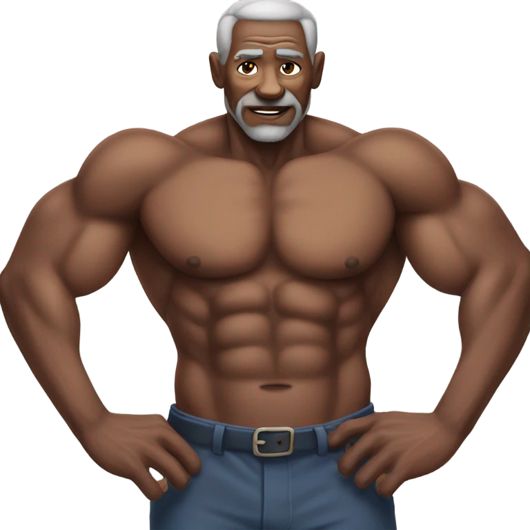 muscular old black man shirt off emoji