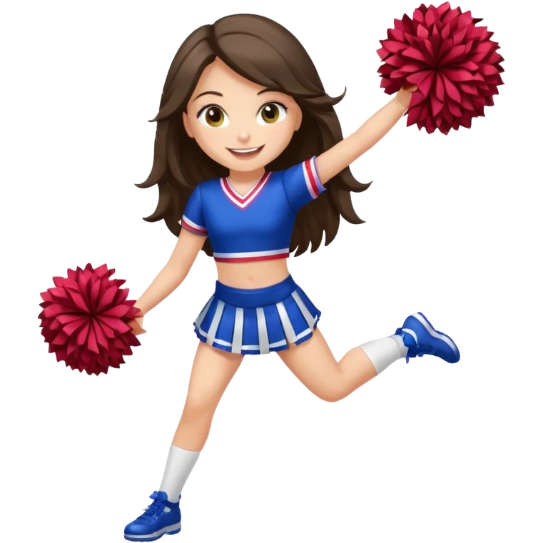 happy long haired brunette girl hazel eyes full body cheerleader emoji
