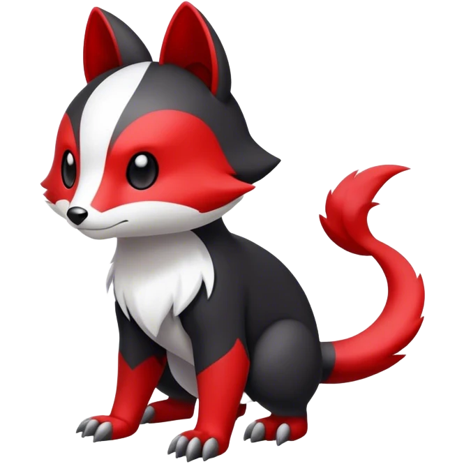 Cute cool black red animal hybrid Fakemon full body emoji