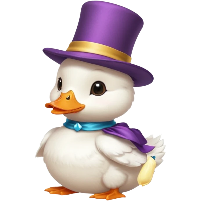 white baby duck with magician hat
 emoji