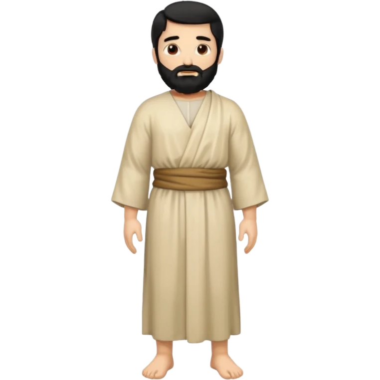fullbody, head-to-toe, Jesus's apostle Thomas, black hair and black beard, both arms down, normal emoji style, facing right emoji