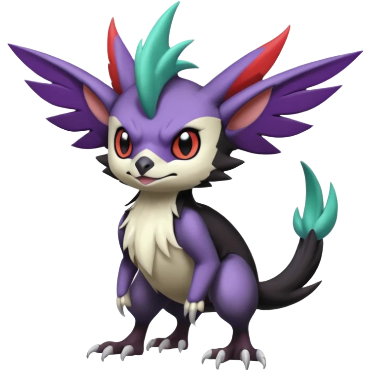 Cute Cool Badass Noibat-Noivern-Mightyena-Silvally-Fakémon-hybrid-creature (full body)  emoji