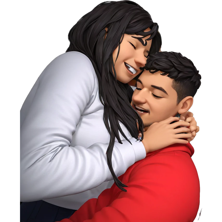 nighttime embrace with smiles emoji