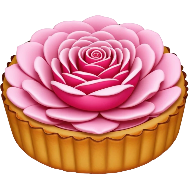 Yunnan Rose Flower Cake with visible petals in pastry, simplified emoji style with bold outlines and bright colors, cartoon style traditional Dian floral dessert emoji
