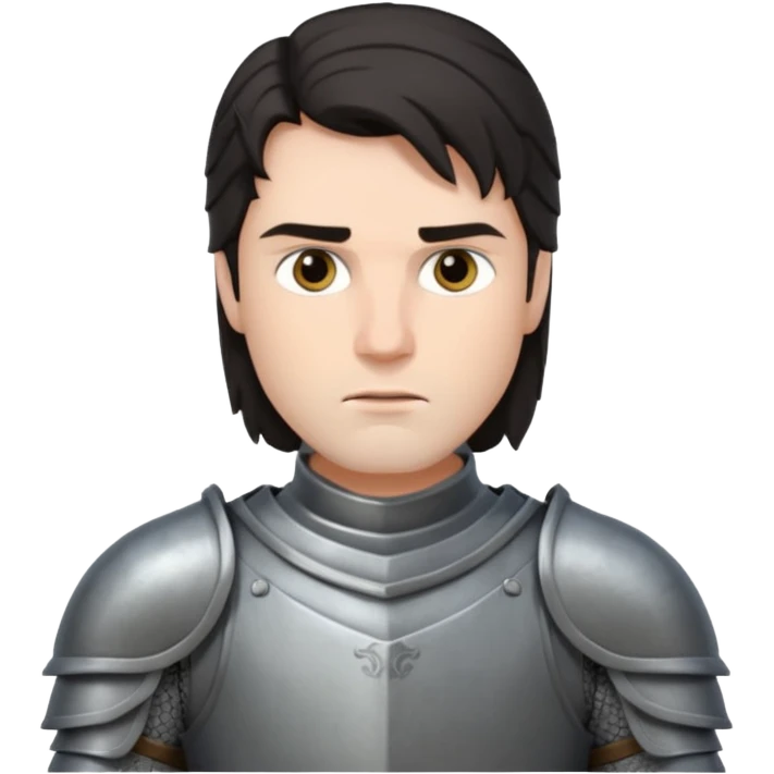 knight with dark hair, grey armor emoji