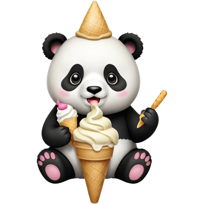 Panda eating ice cream emoji