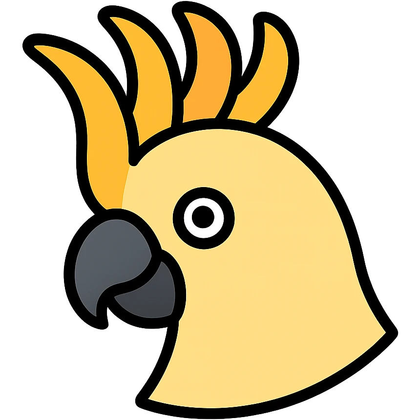cockatoo head close-up, color icon style, expressive crest emoji