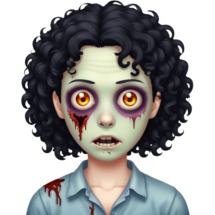 Zombie de cabelos cacheados pretos emoji