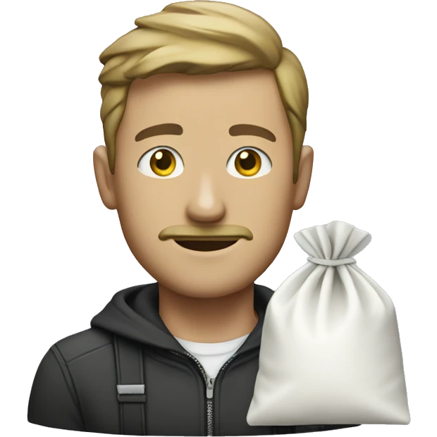 Man with very small white bag of sugar emoji