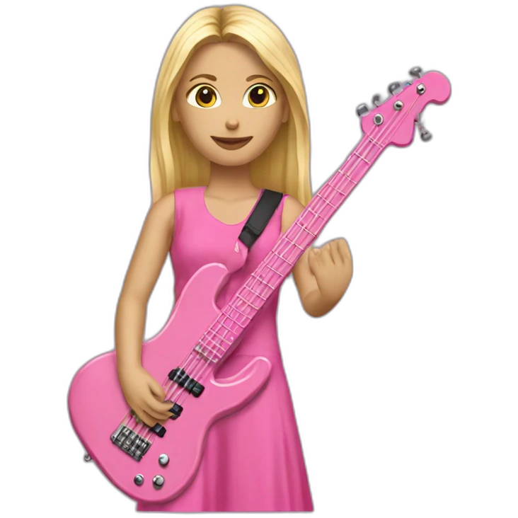 long-blond-bassguitar-player-pink-clothes-pink emoji