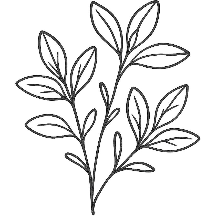 herbs, hand drawn black outline style emoji