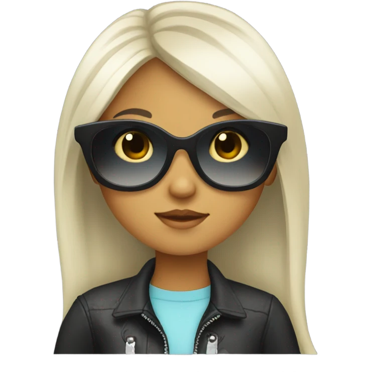 Girl with black long hair & sunglasses  emoji