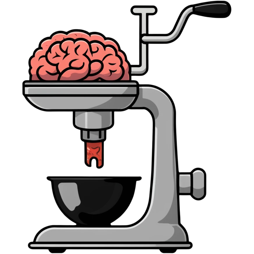 a brain going through a meat grinder emoji