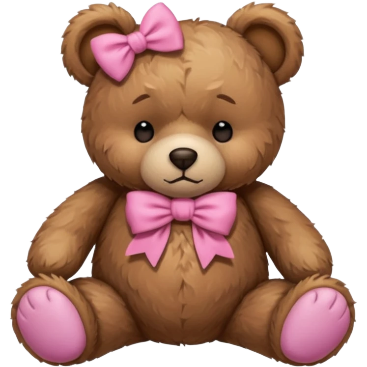 Sad Sleeping teddy bear wearing pink bow emoji