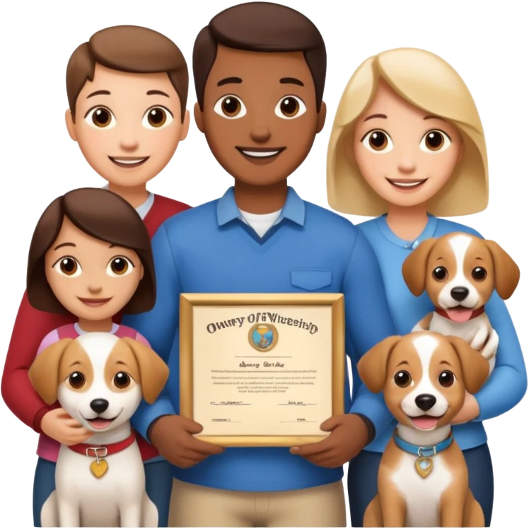 Certified Dog Owner Benefits, family, certificate, dog emoji