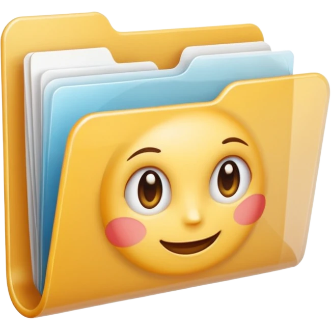 A **simple emoji-style icon** of a **transparent white plastic folder**, minimal and clean, with **rounded corners**, subtle translucency, soft shading, and a **small wellness symbol** on the front combining **skincare, daily routine, and healthy food elements**.
 emoji