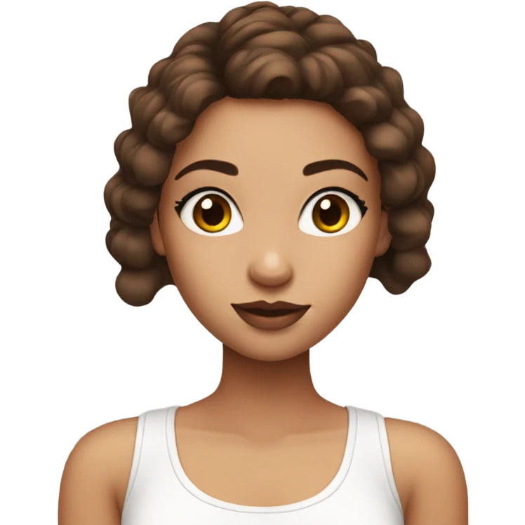 girl with brown hair and white tank top and lucious makeup and lashes emoji