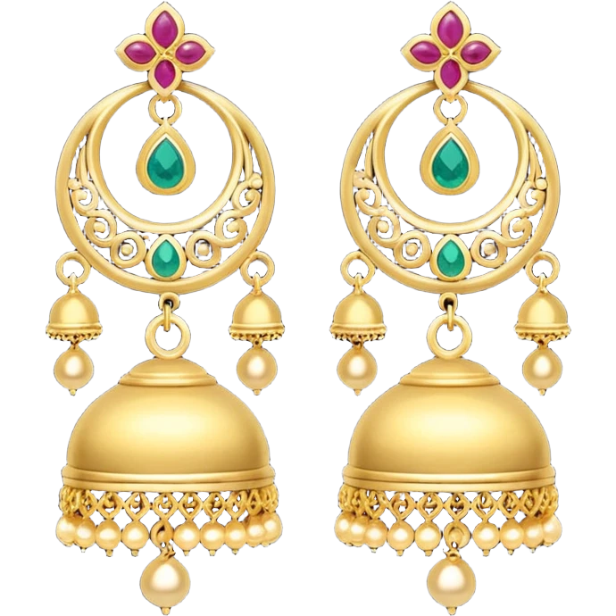 A small beautiful jhumka pair in golden color with very few stones emoji