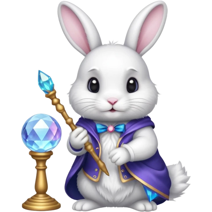 White bunny with wand and with crystal ball emoji