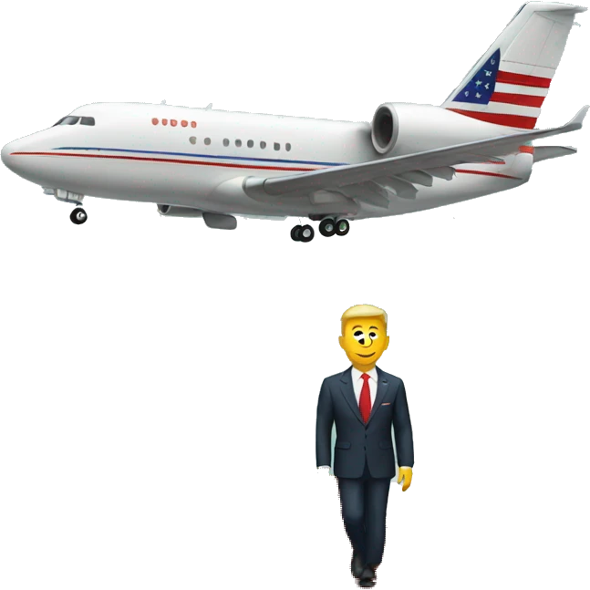 presidential exit from airplane with a red carpet emoji