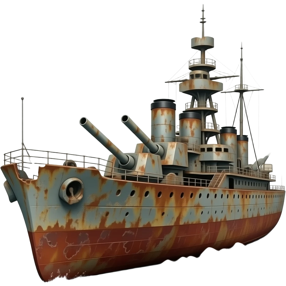 rusty worn destroyed warship brown emoji