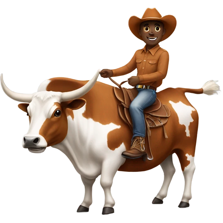 Longhorn mascot riding a buckeye emoji