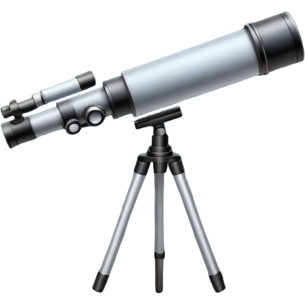 An icon featuring a telescope, stars, and a planet, symbolizing astronomy. The design includes a crescent moon, distant galaxies, and constellations, representing the study of space and celestial bodies. Transparent background highlights the exploration of the universe and cosmic phenomena. emoji