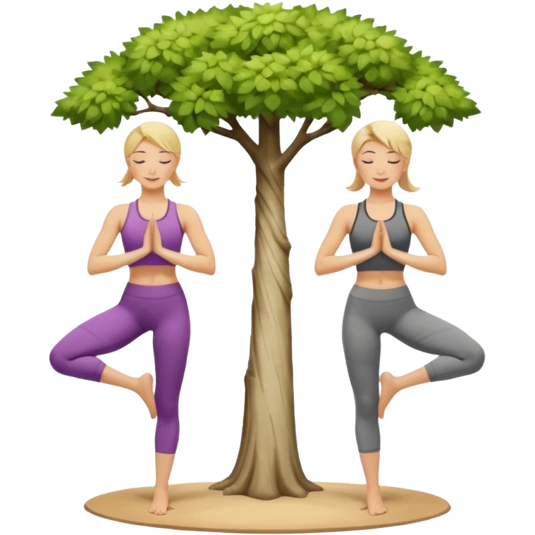 Two women doing yoga in tree pose no tree both blonde  emoji