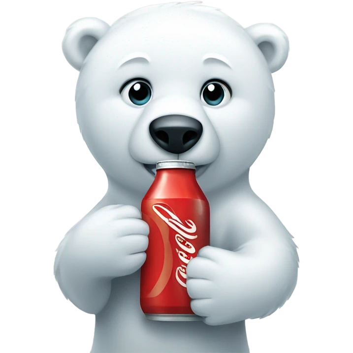 A polar bear holding a bottle of Coke  emoji