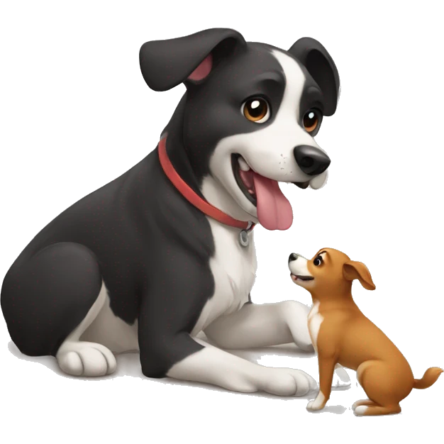 Dog playing with bunnu emoji