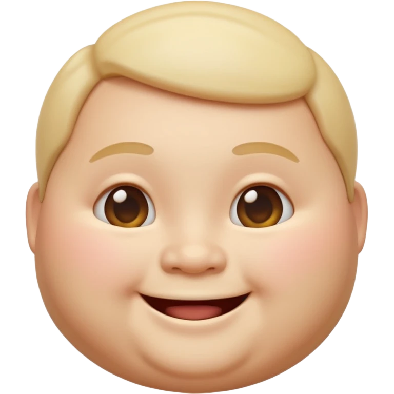 A 3D emoji in iOS emoji aesthetic style of a chubby person with round cheeks and a happy smile, soft and friendly expression, smooth glossy texture, minimal white background. emoji