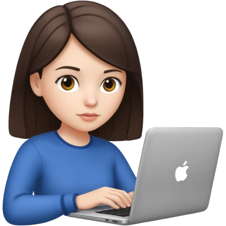white brunette girl using laptop emoji