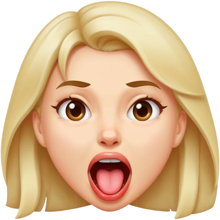 Girl with mouth open and tongue out shaking her head emoji