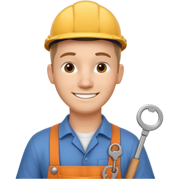 locksmith portrait, head and shoulders only, wearing work apron collar, holding a key near face, friendly confident smile, tool belt strap visible, 3D cartoon, mobile game icon style, clean background, no text, no watermark

 emoji